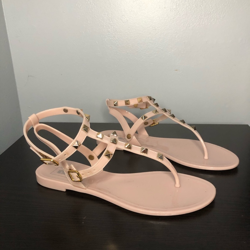 Cream Studded Jelly Sandals